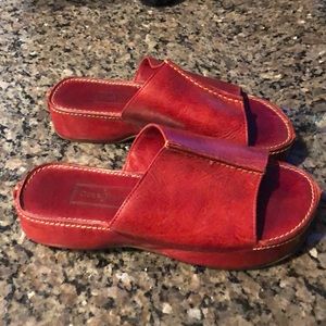 Cole Haan Open Toe Slides Women's Red Leather
